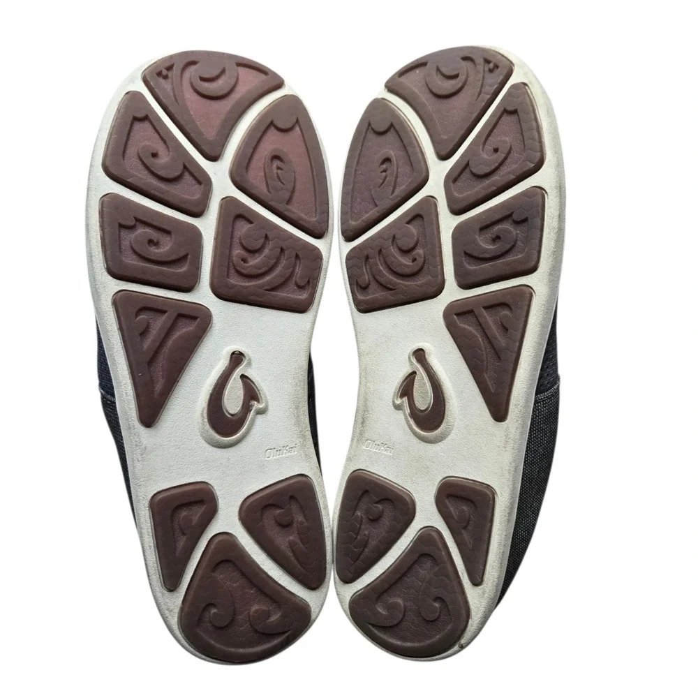 Olukai Nohea Moku Mens Size 9.5M No-Tie Lace Grey Boat Deck Shoes 10283-2610